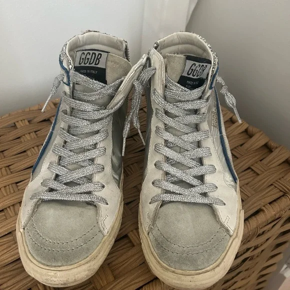 Golden Goose High Top Slide Sneaker Laminated And Glitter
